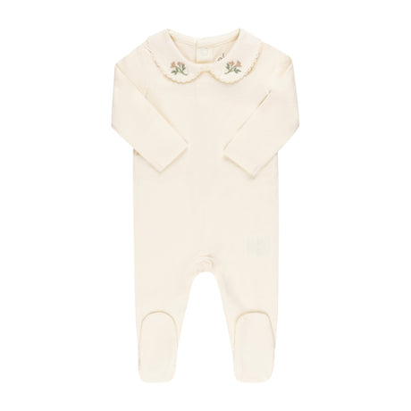 Jersey Cotton -Embroidered Collar Collection- Footies - HoneyBug 