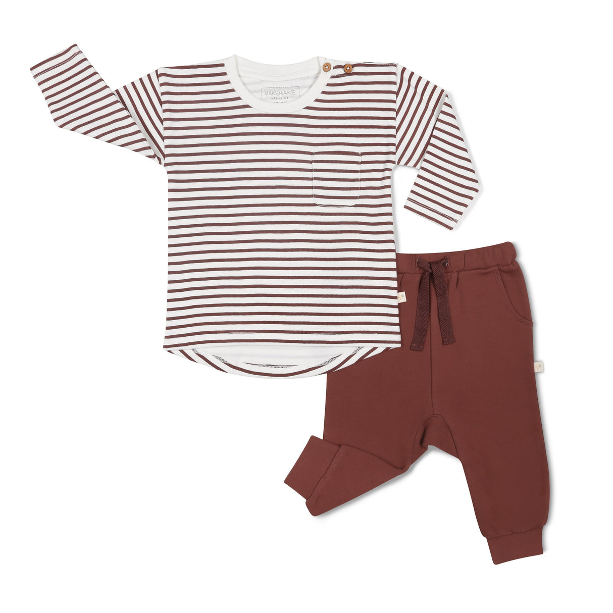 Organic Long Sleeve Tee & Pant Set - Plum Stripes