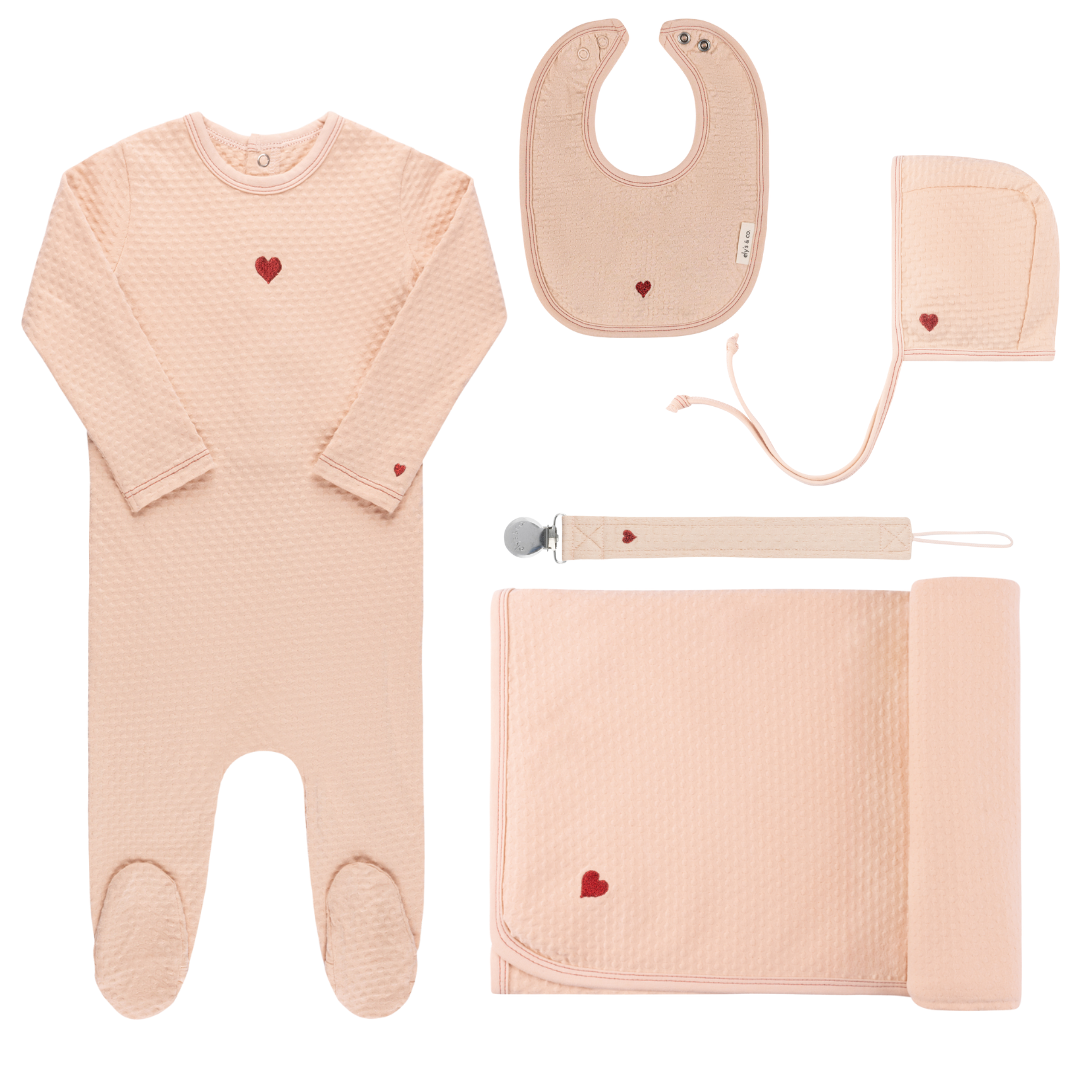 Cotton - Embroidered Heart and Star Collection -Deluxe Take Me Home Sets - HoneyBug 