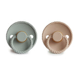 FRIGG Rope Natural Rubber Pacifier 2-Pack - Sage/Croissant - HoneyBug 