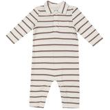 Polo Romper - Brown Rib Stripe