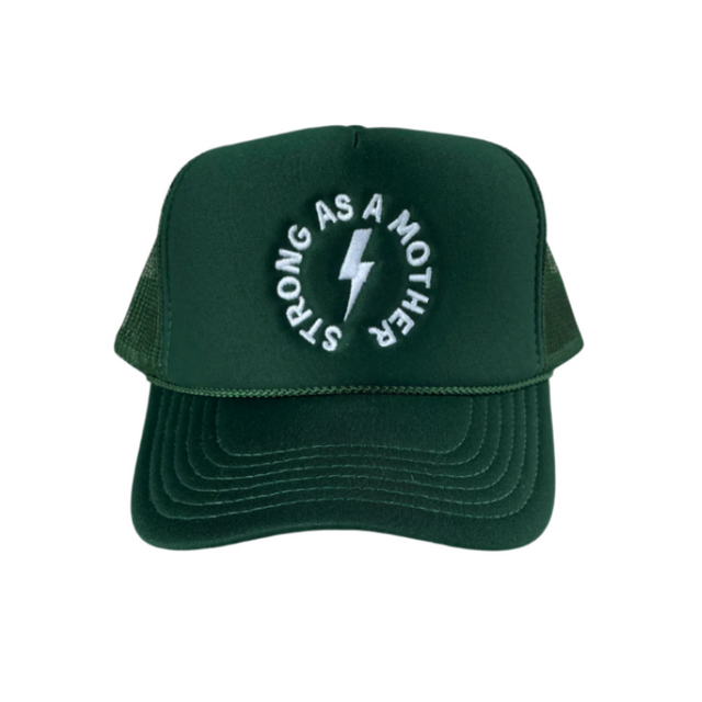 Strong as a mother™ Embroidered Trucker Hat - Forest Green - HoneyBug 