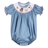Blue Farm Animals Smocked Romper