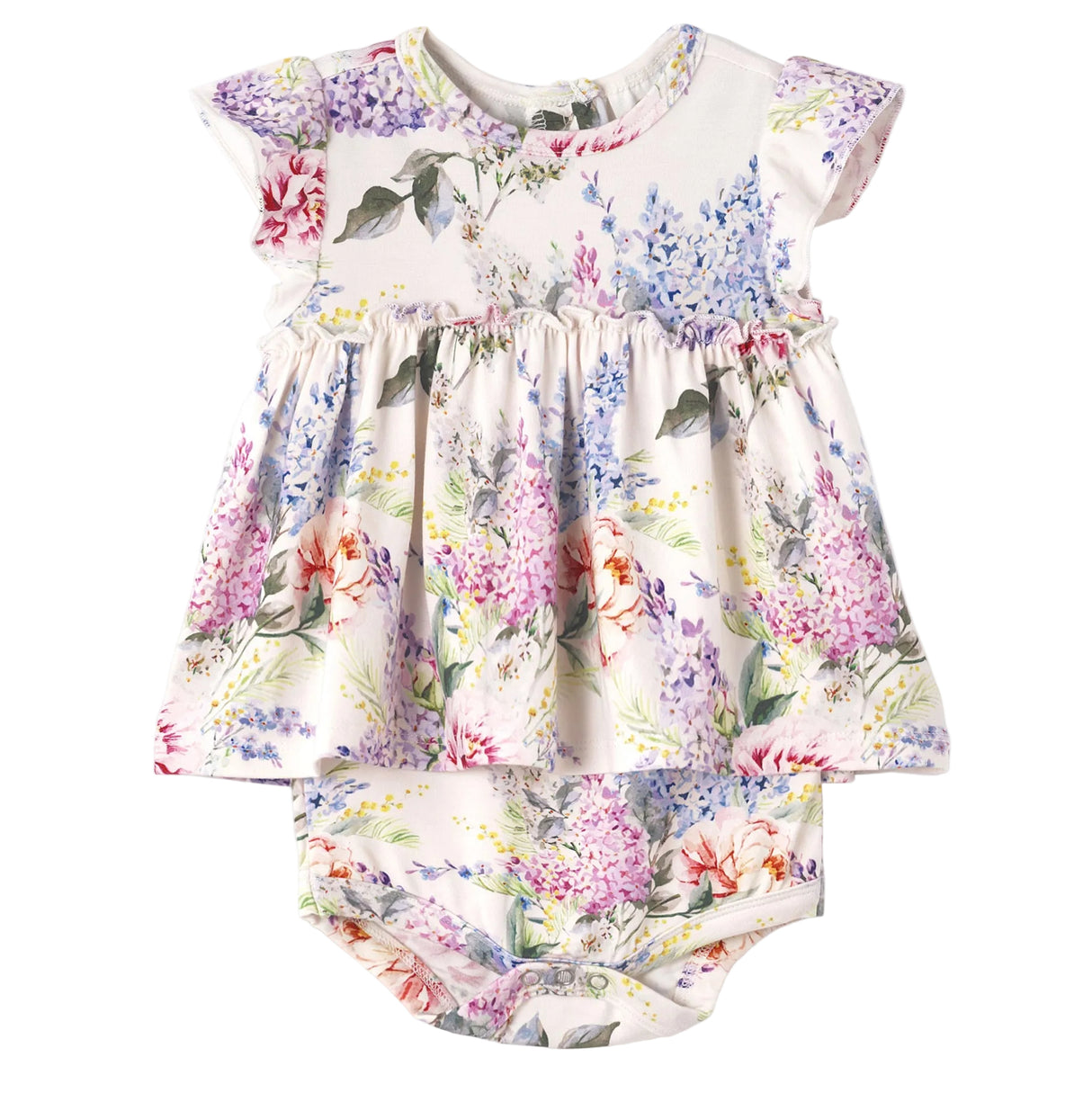 Watercolor Floral Bamboo Baby Skirted Bodysuit