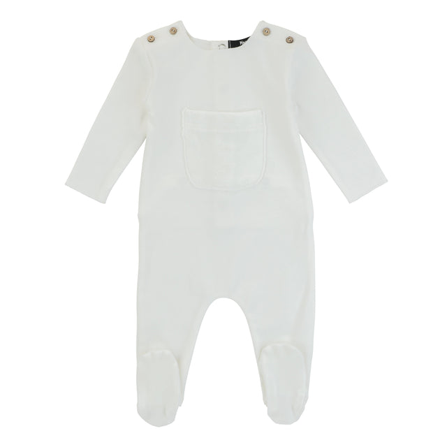 Footie with Velour Pocket, Ivory - HoneyBug 