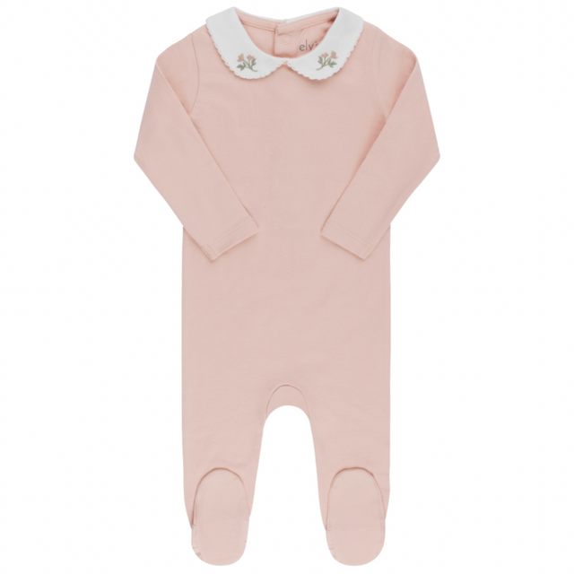 Jersey Cotton -Embroidered Collar Collection- Footies - HoneyBug 