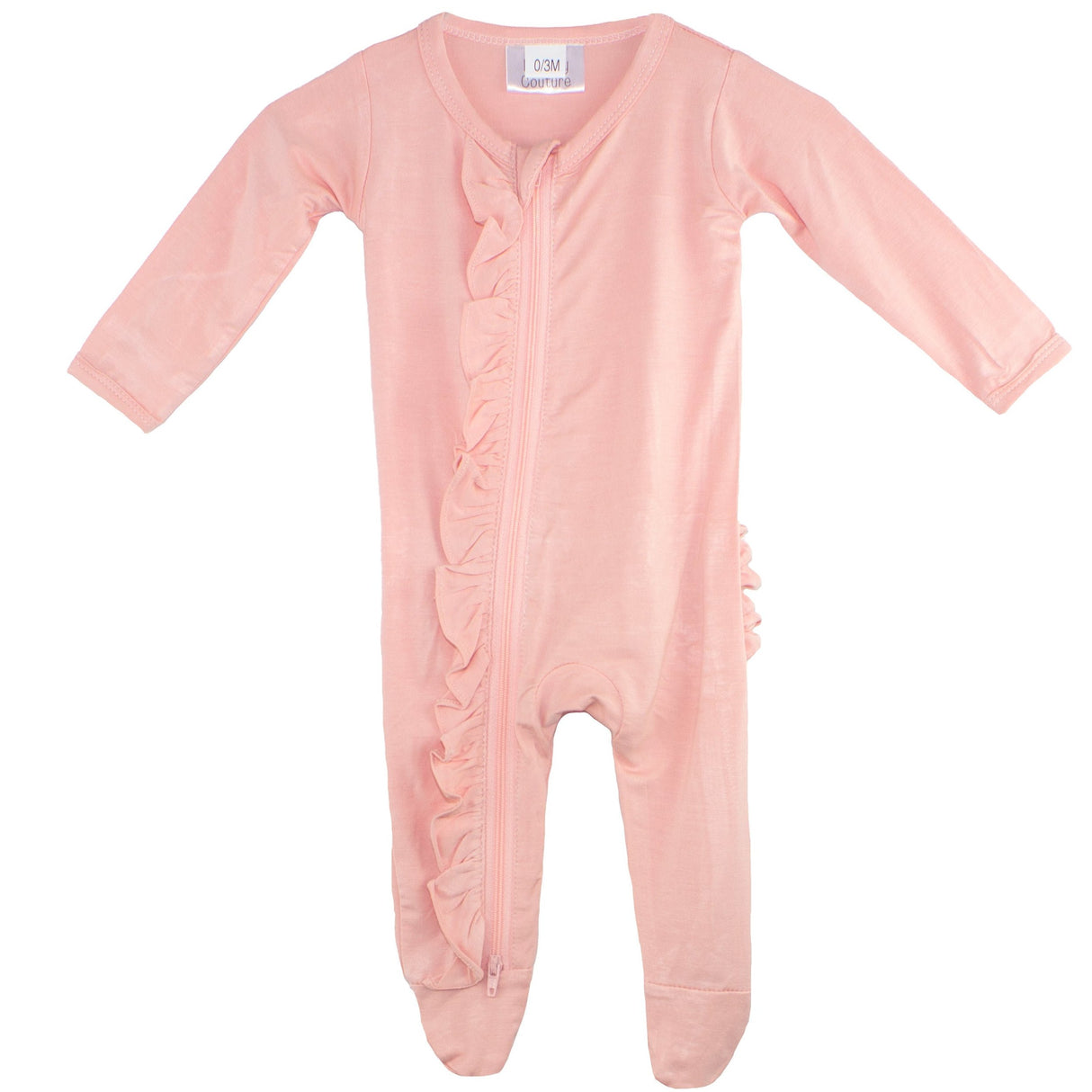 Ruffle 2 Way Zip Romper - Baby Pink