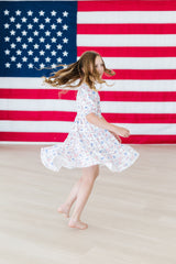 Vintage Flags Smocked Ruffle Dress