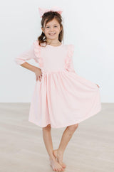 Petal Pink 3/4 Ruffle Twirl Dress