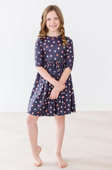 City Girl 3/4 Sleeve Twirl Dress