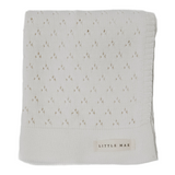 Vanilla White Pointelle Knit Blanket