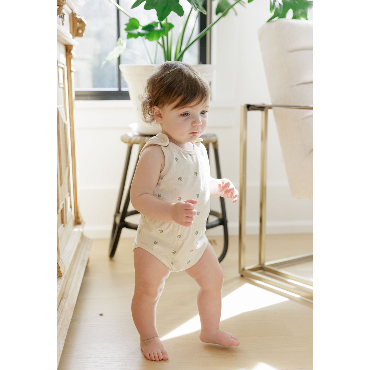 Jersey Cotton - Vintage Leaf Collection - Romper - HoneyBug 