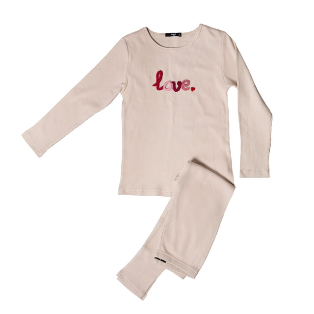 Braided Waffle Love Loungewear Set, Girl - HoneyBug 