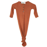 Knotted Baby Gown - Ribbed Rust