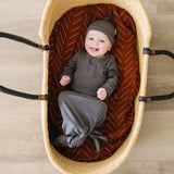 Charcoal Organic Ribbed Newborn Knot Hat - HoneyBug 