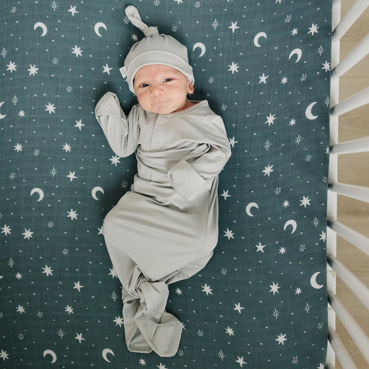 Night Sky Muslin Crib Sheet - HoneyBug 