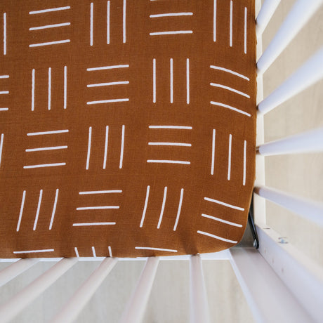 Mustard Mudcloth Muslin Crib Sheet - HoneyBug 