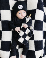 Checkered Plush Lovey | Black - HoneyBug 