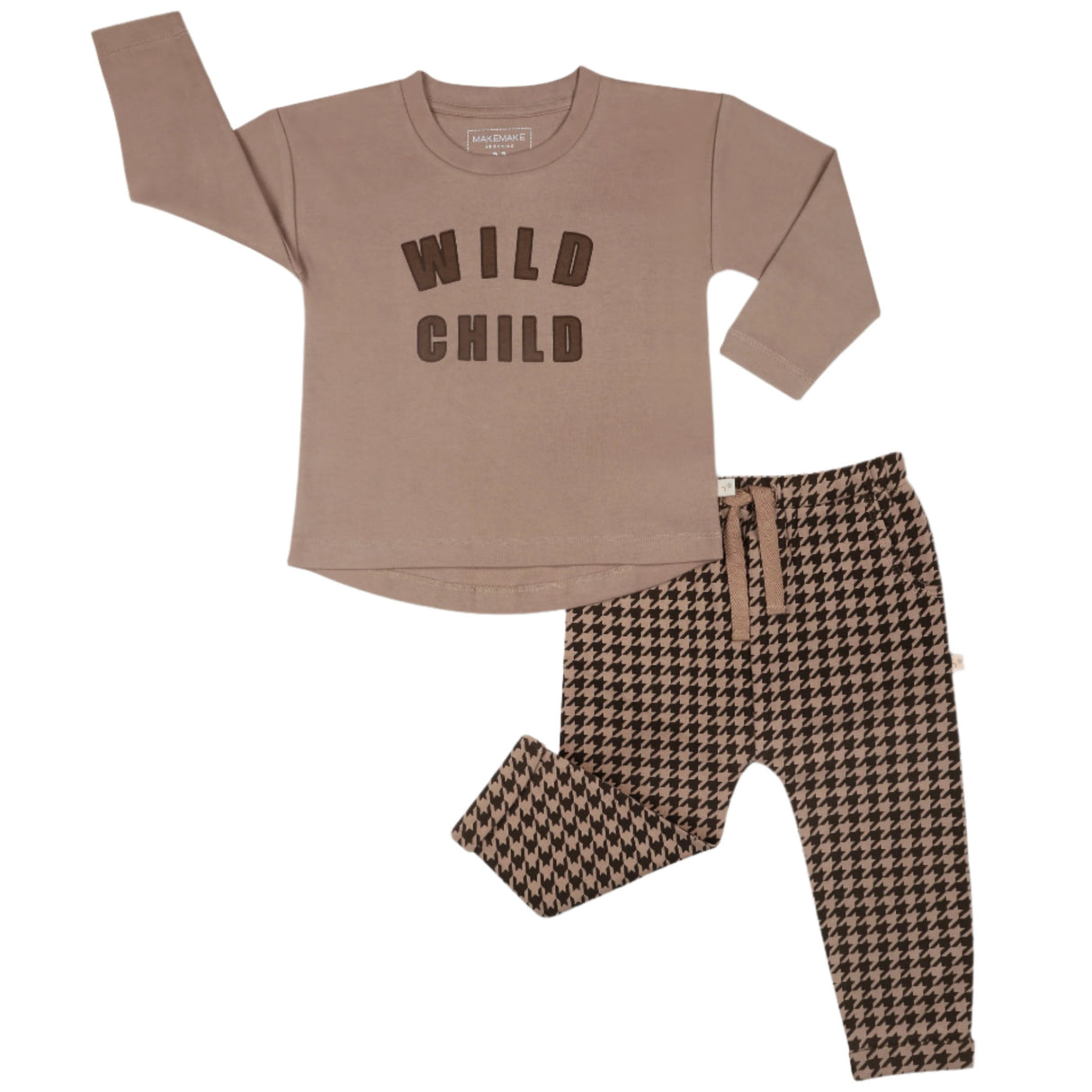 Organic Long Sleeve Tee & Pant Set - Wild Child Placement Tee