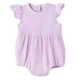 Lavendar Gauze Baby Bodysuit w/Eyelet Flutter Sleeves