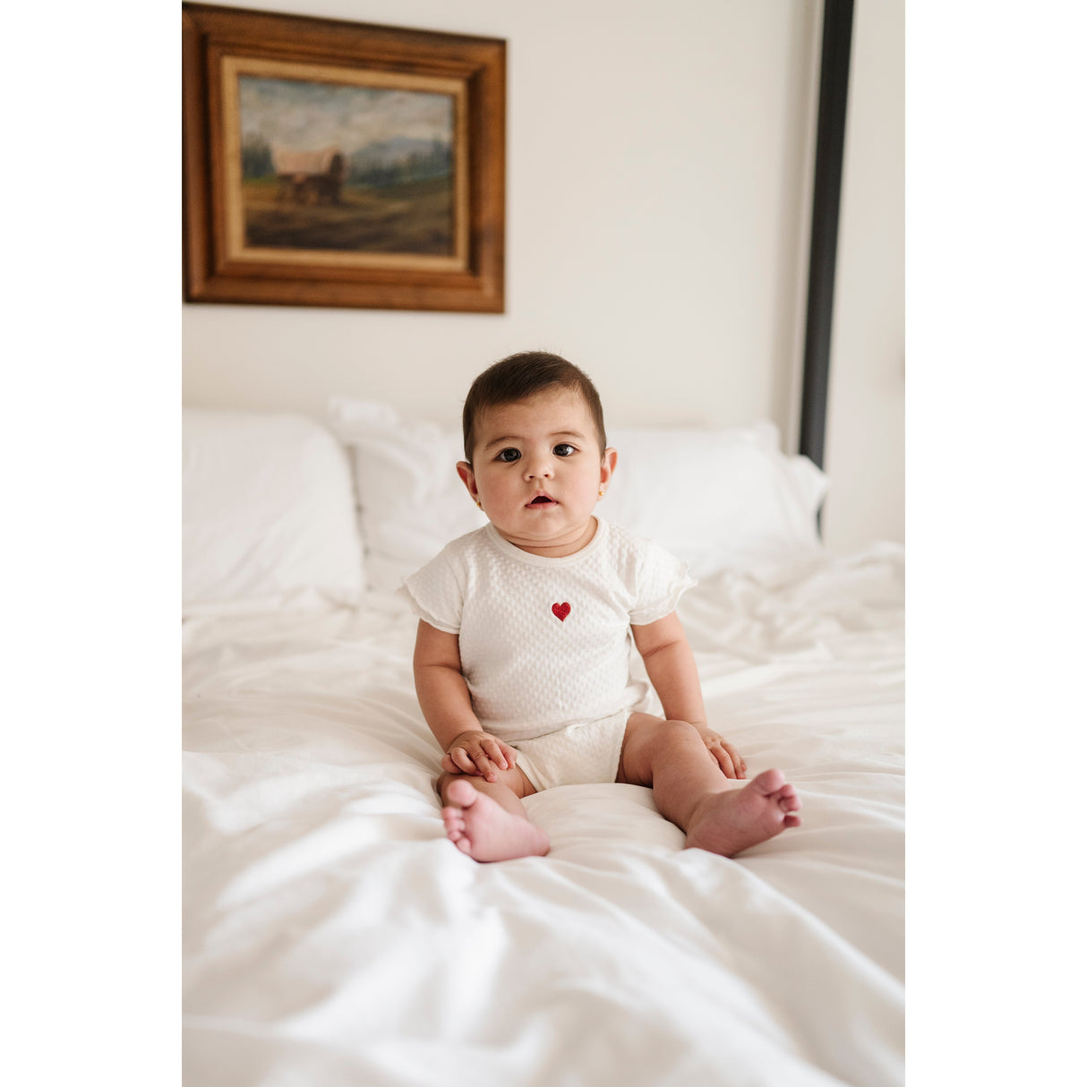 Cotton - Embroidered Heart and Star Collection-Romper - HoneyBug 