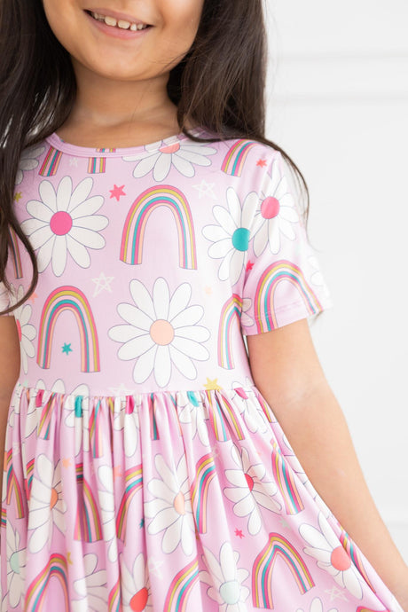 Rainbow Daisies S/S Twirl Dress