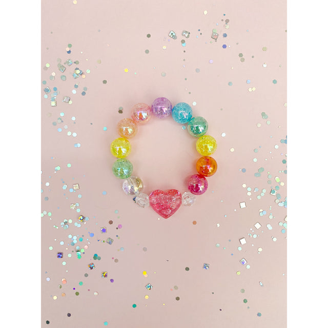 Pink Glitter Heart Bracelet - HoneyBug 