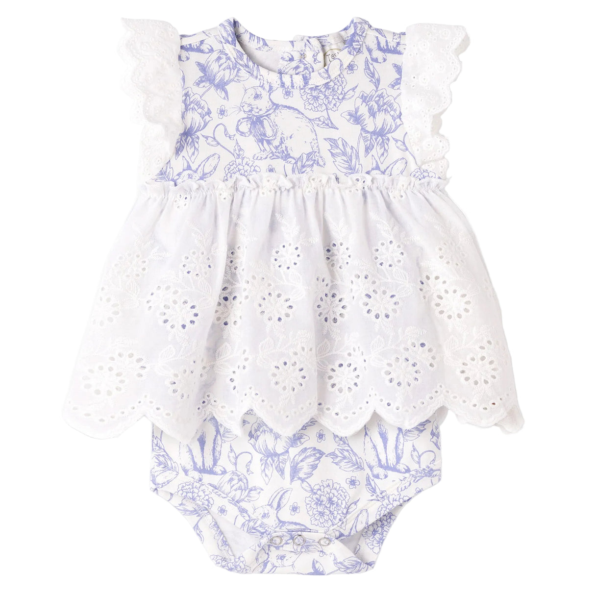 Easter Bunny Toile Lace Skirted Bodysuit