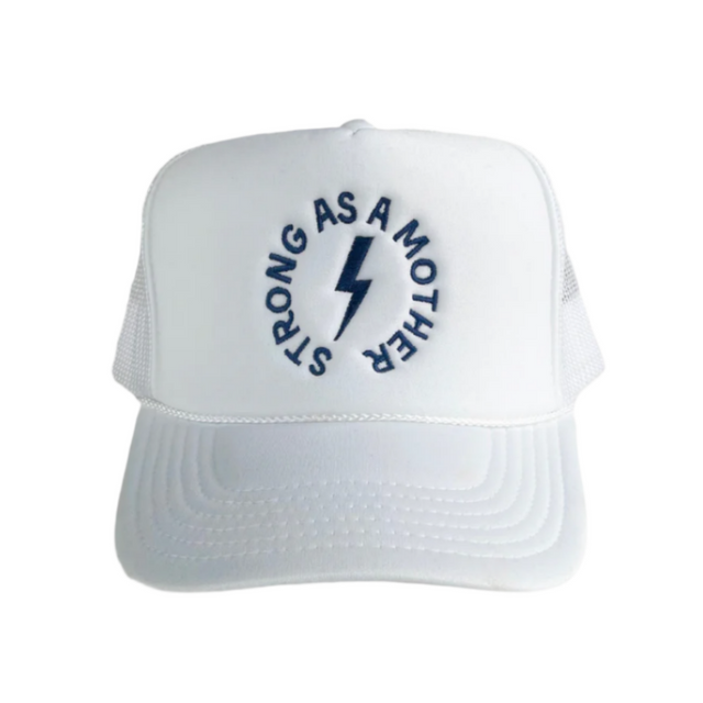 Strong as a mother™ Embroidered Trucker Hat - White - HoneyBug 