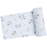 Swaddle Blanket - Gray Elephants - Blue