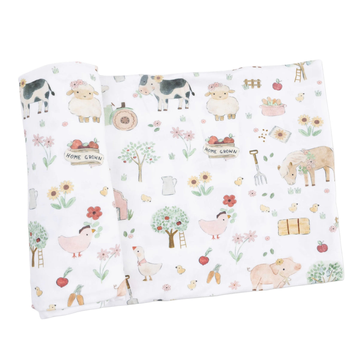 Cute Farm Animals Pink - Swaddle Blanket
