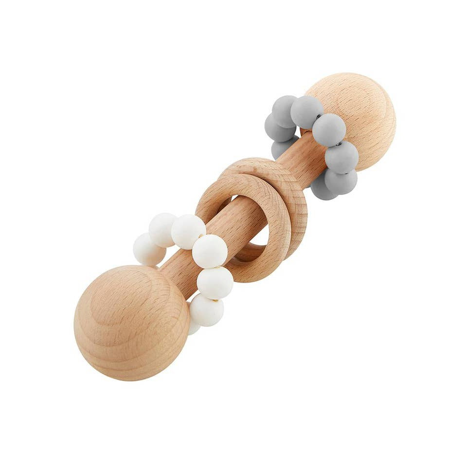 Silicone Rattle - Grey / White - HoneyBug 