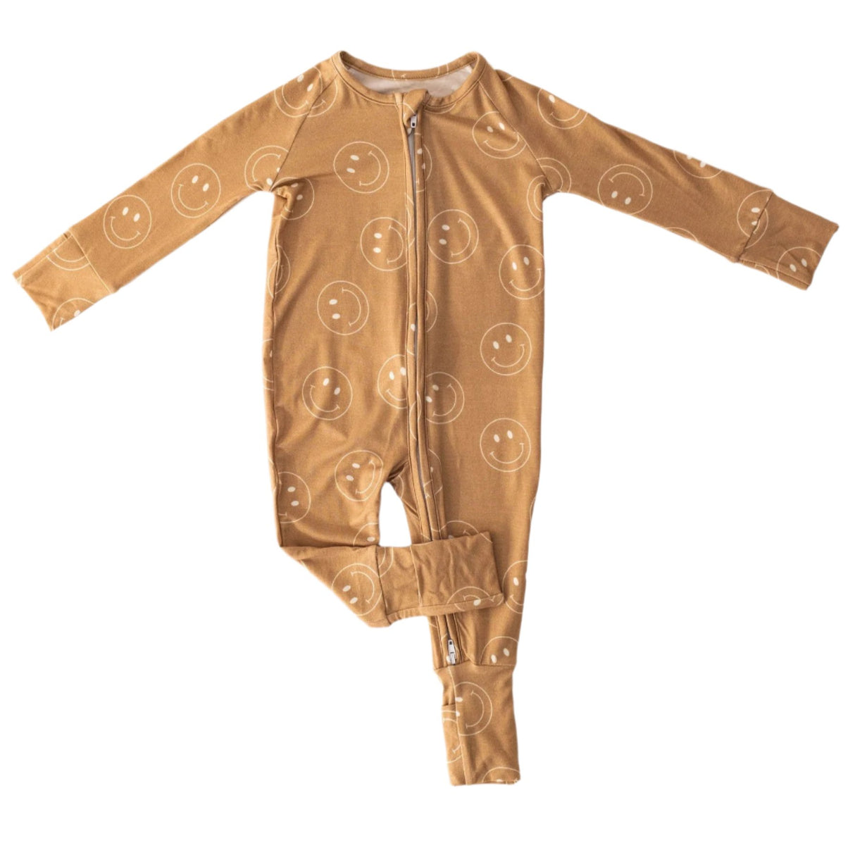 Bamboo Zip Pajamas | Just Smile Tan