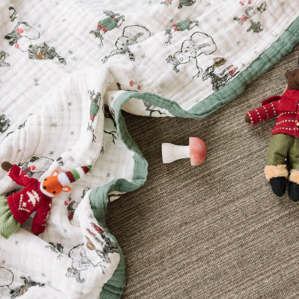 Cotton Muslin Baby Quilt - Snow Day