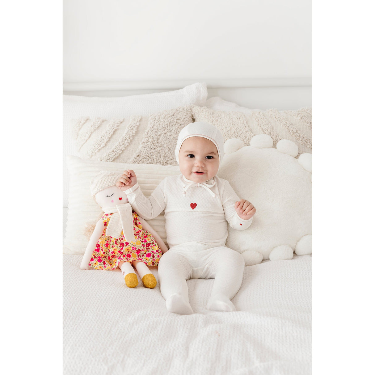 Cotton - Embroidered Heart and Star Collection - Footie - HoneyBug 