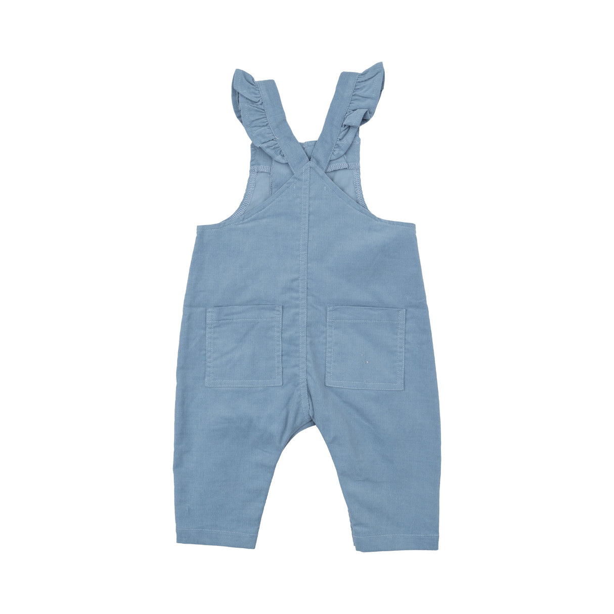 Front Pocket Ruffle Overall - Solid Glacier Lake