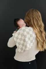Taupe Checkered Muslin Burp Cloth - HoneyBug 