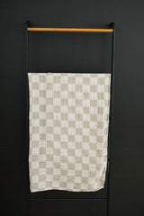 Taupe Checkered Muslin Swaddle Blanket - HoneyBug 