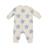 Baseball Collar Romper - Sketchy Stars Blue