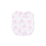 Puppy Toile Pink - 2 Way Ruffle Back Zipper Footie with Bandana Bib, and Swaddle Blanket Set