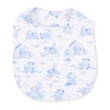 Puppy Toile Blue - Feeding Bib