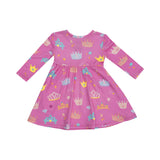 Twirly L/S Dress - Princess Crowns