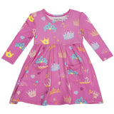 Twirly L/S Dress - Princess Crowns