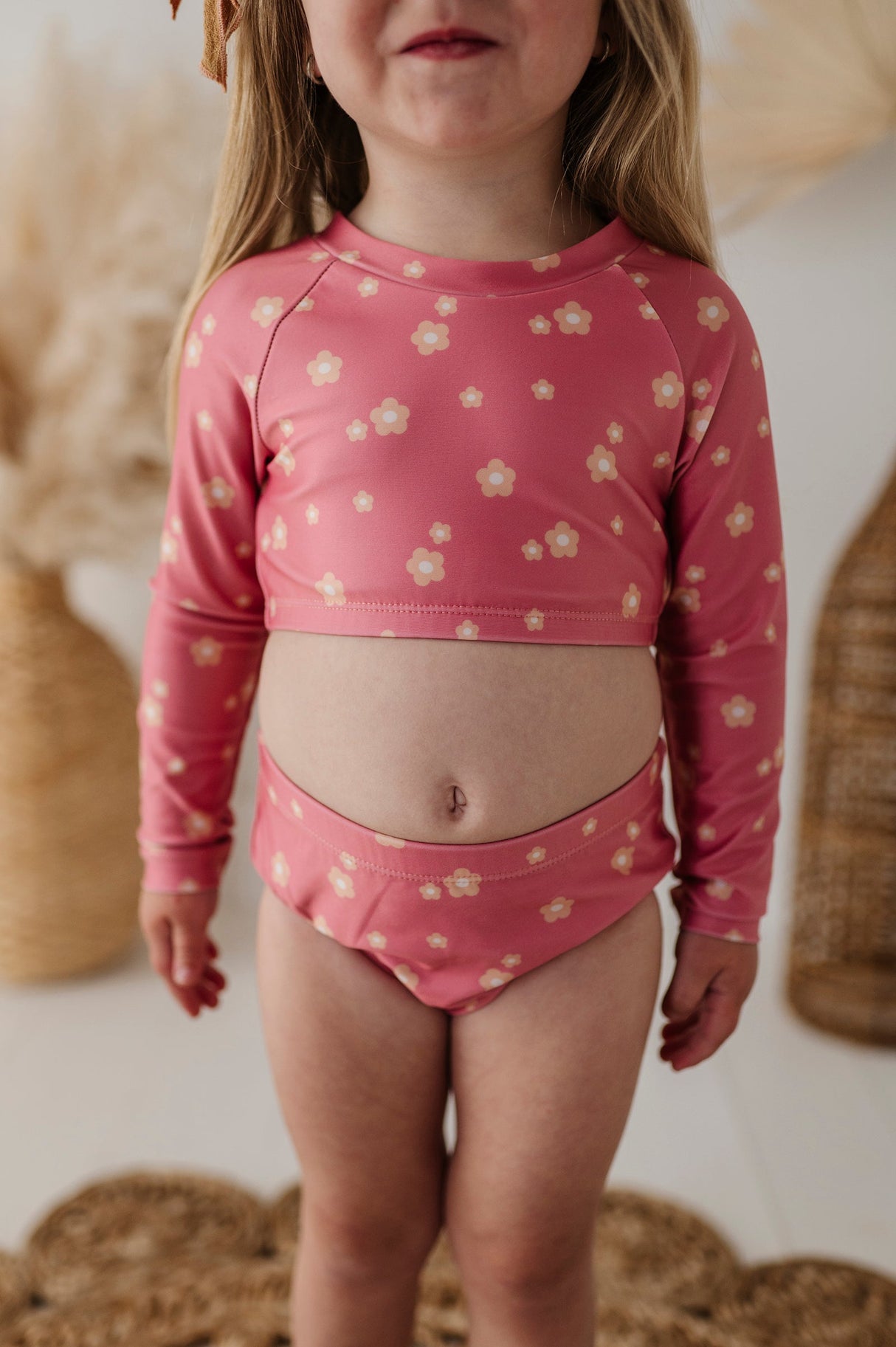 Girl's Two-Piece Crop Swim Set - HoneyBug 