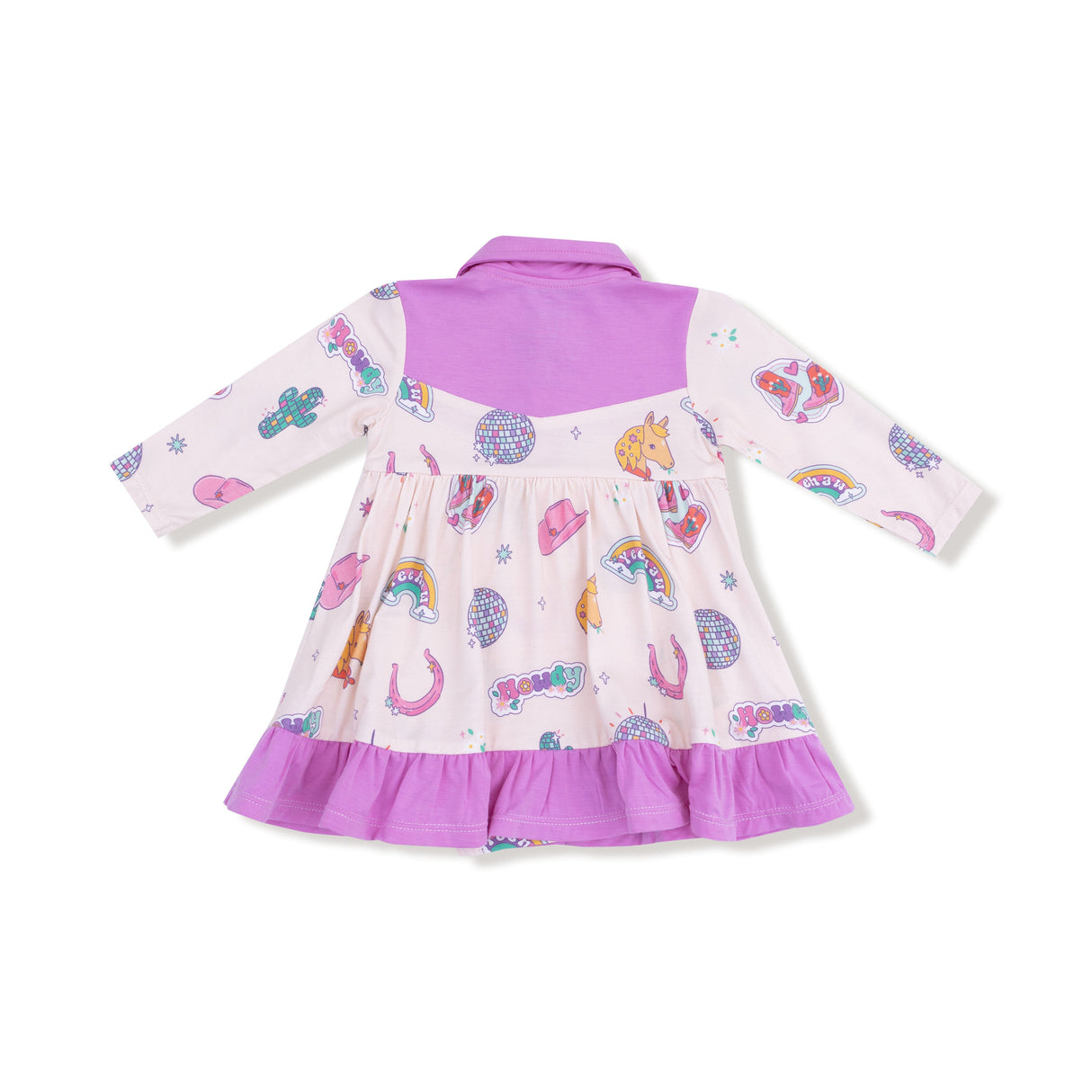 Long Sleeve Cowboy Bodysuit Dress - HoneyBug 