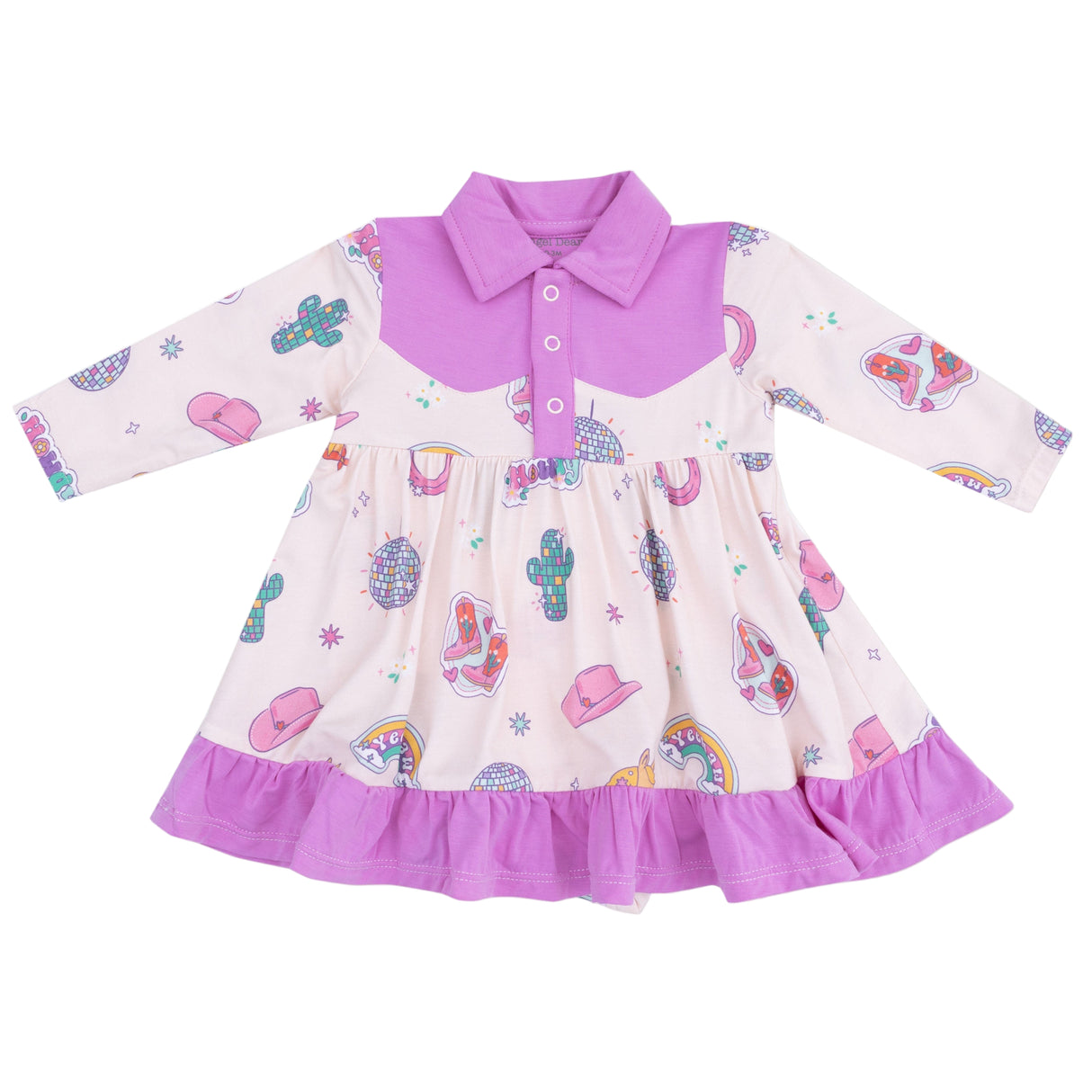 Long Sleeve Cowboy Bodysuit Dress - HoneyBug 