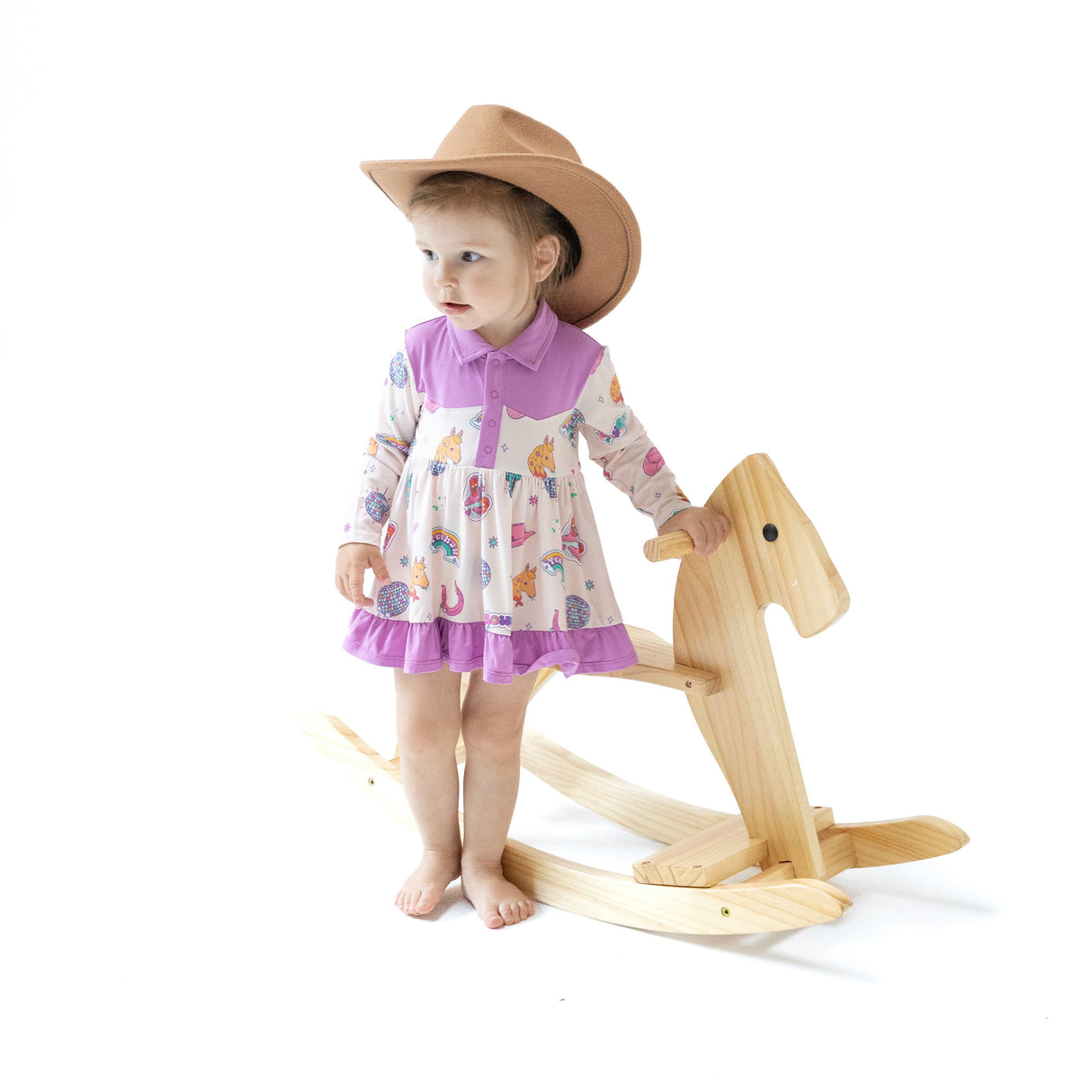 Long Sleeve Cowboy Bodysuit Dress - HoneyBug 