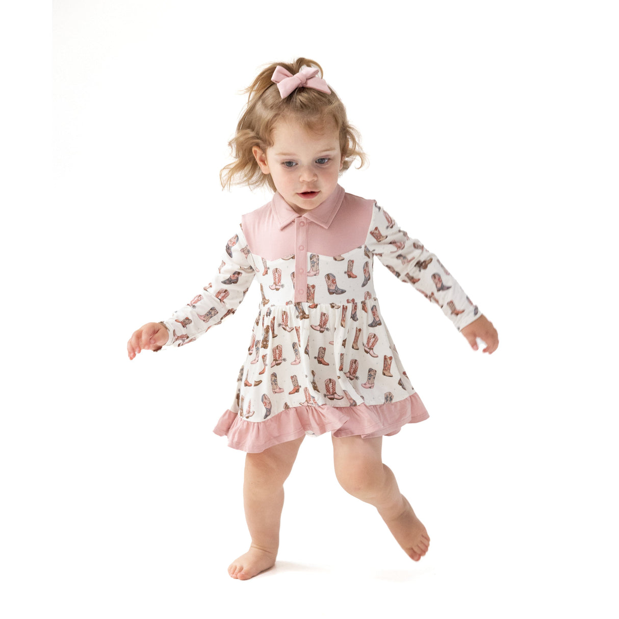 Long Sleeve Cowgirl Bodysuit Dress - Future Cowgirl - HoneyBug 