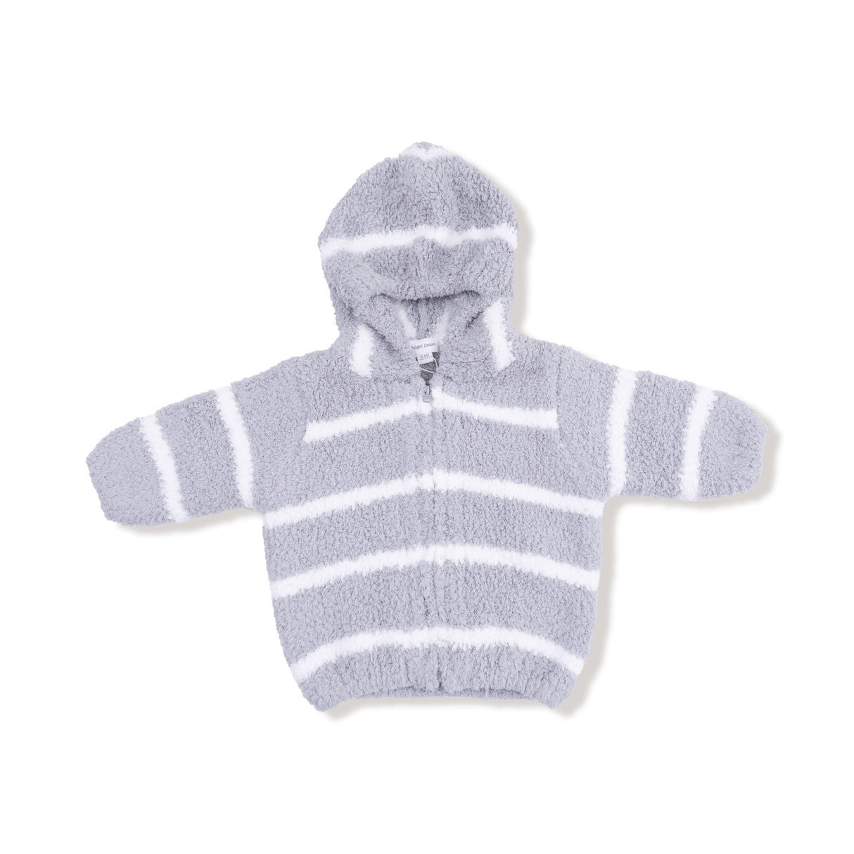 Chenille Hoodie - Grey & Ivory Stripe - HoneyBug 