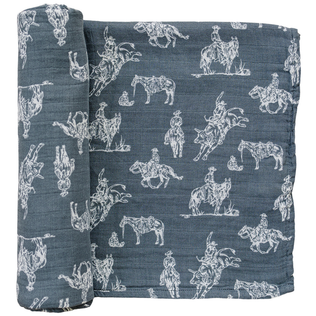 Wild West Muslin Swaddle Blanket - HoneyBug 